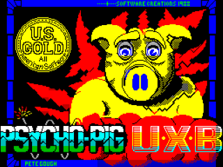 Psycho Pigs UXB title screen for ZX Spectrum